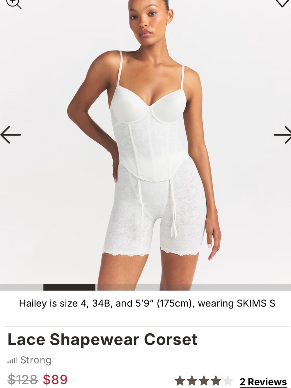 SKIMS Lace Shapewear Unlined Demi Corset Bridal White/Ivory Med New With Tags!